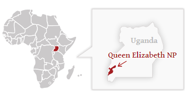 Poloha národního parku Queen Elizabeth na mapě Ugandy